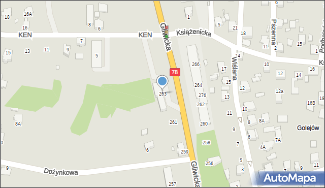 Rybnik, Gliwicka, 263, mapa Rybnika