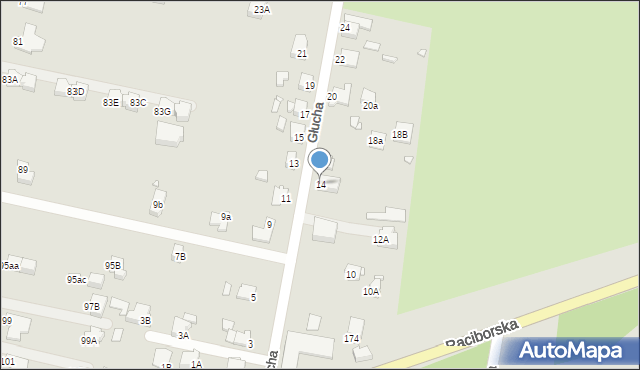 Rybnik, Głucha, 14, mapa Rybnika