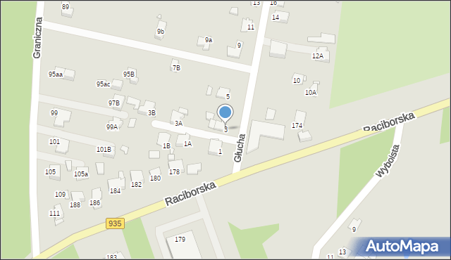 Rybnik, Głucha, 3, mapa Rybnika