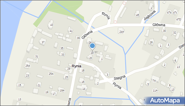 Rynia, Główna, 22, mapa Rynia