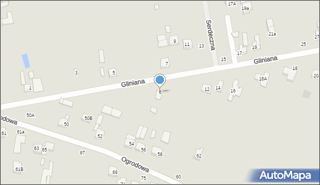 Rzgów, Gliniana, 6, mapa Rzgów