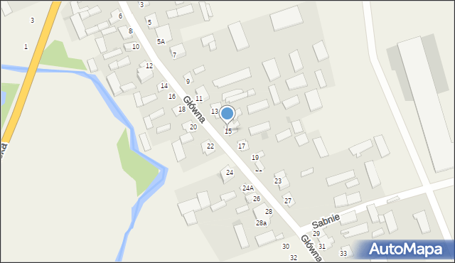 Sabnie, Główna, 15, mapa Sabnie