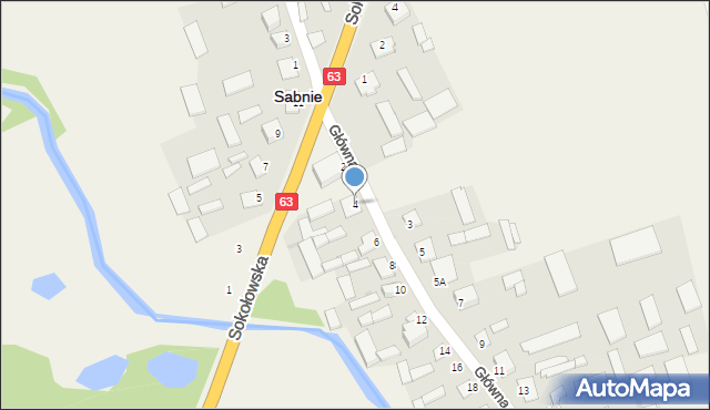 Sabnie, Główna, 4, mapa Sabnie