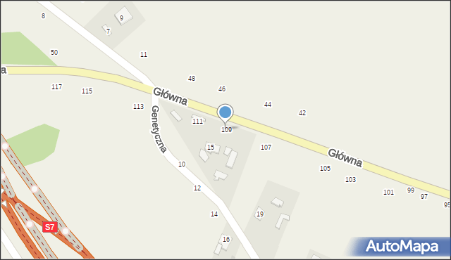 Sady, Główna, 109, mapa Sady