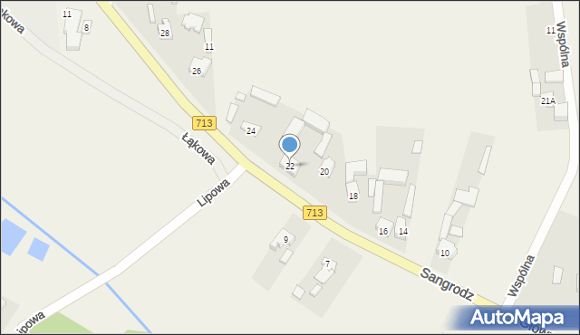 Sangrodz, Główna, 22, mapa Sangrodz