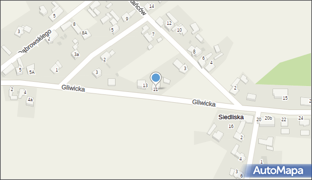 Siedliska, Gliwicka, 11, mapa Siedliska