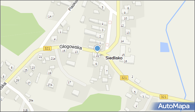 Siedlisko, Głogowska, 11, mapa Siedlisko