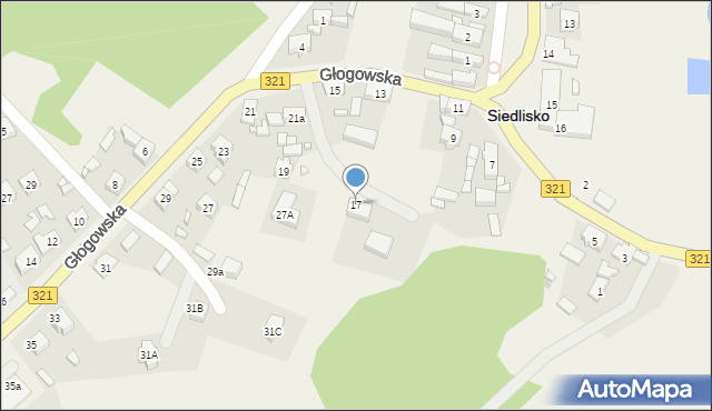 Siedlisko, Głogowska, 17, mapa Siedlisko