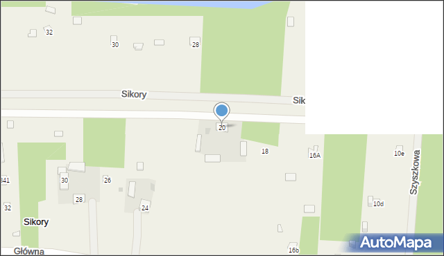 Sikory, Główna, 20, mapa Sikory