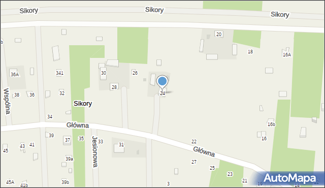 Sikory, Główna, 24, mapa Sikory