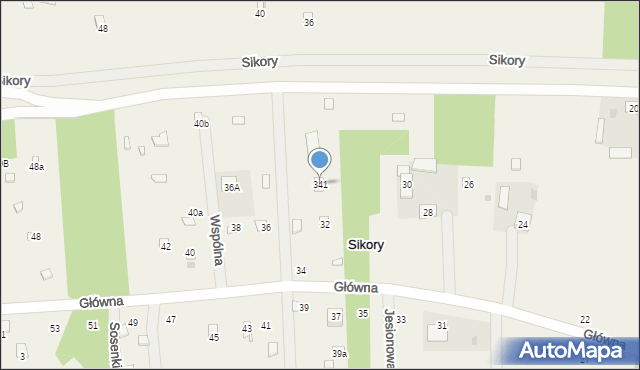 Sikory, Główna, 341, mapa Sikory