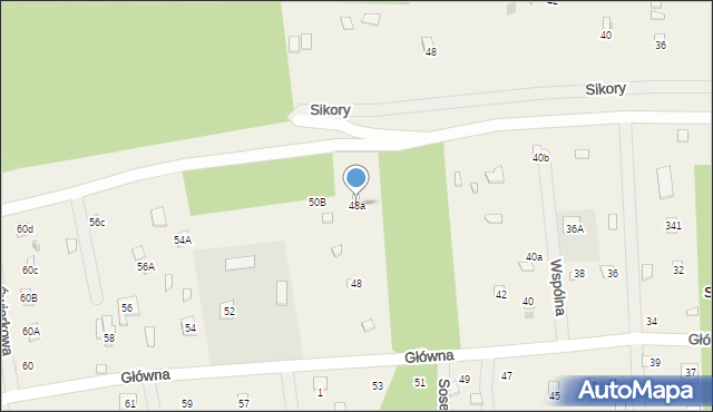 Sikory, Główna, 48a, mapa Sikory