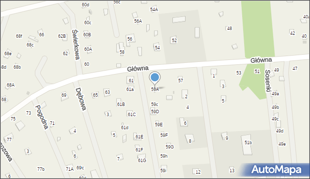 Sikory, Główna, 59A, mapa Sikory