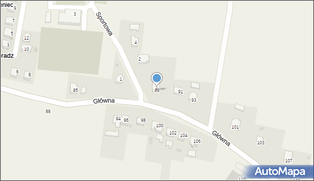 Simoradz, Główna, 89, mapa Simoradz