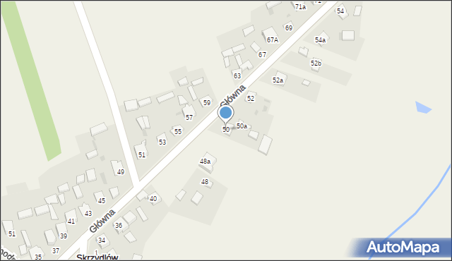 Skrzydlów, Główna, 50, mapa Skrzydlów