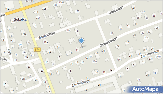 Sokółka, Głowackiego Bartosza, 13, mapa Sokółka