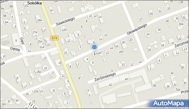 Sokółka, Głowackiego Bartosza, 8, mapa Sokółka