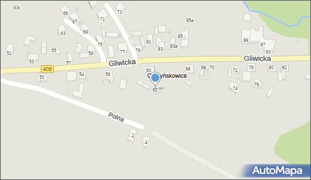 Sośnicowice, Gliwicka, 62, mapa Sośnicowice