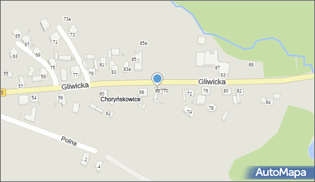 Sośnicowice, Gliwicka, 68, mapa Sośnicowice