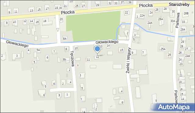 Staroźreby, Głowackiego, 12, mapa Staroźreby