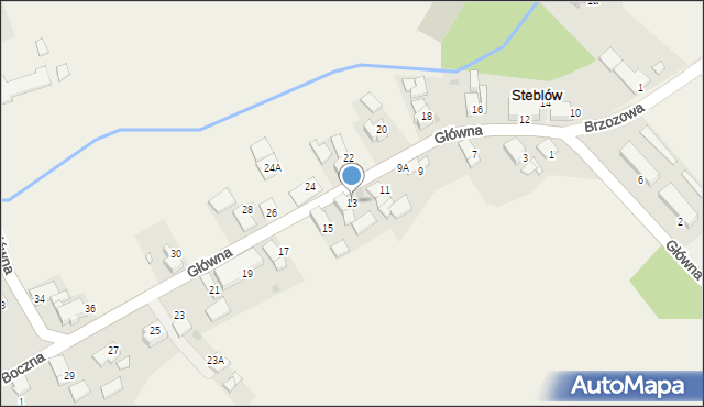 Steblów, Główna, 13, mapa Steblów