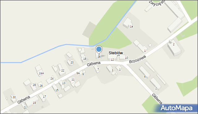 Steblów, Główna, 16, mapa Steblów