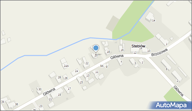 Steblów, Główna, 20, mapa Steblów