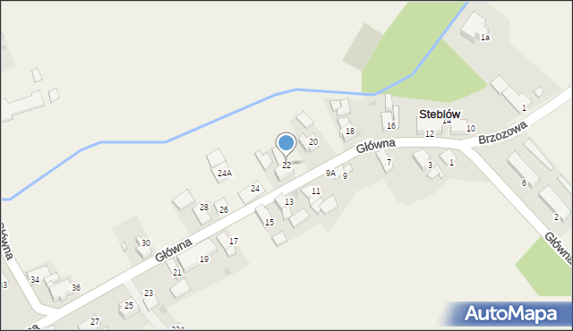 Steblów, Główna, 22, mapa Steblów