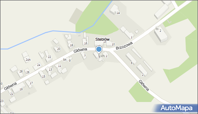 Steblów, Główna, 3, mapa Steblów