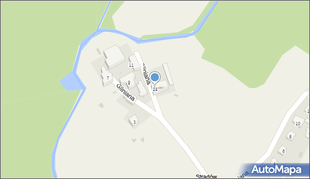 Stradów, Gliniana, 14, mapa Stradów