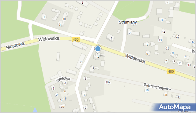 Strumiany, Główna, 1, mapa Strumiany