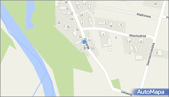 Strumiany, Główna, 36, mapa Strumiany