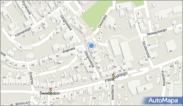 Świebodzin, Głogowska, 21, mapa Świebodzin