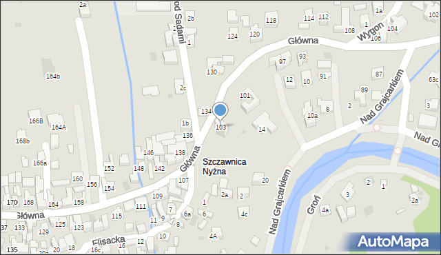Szczawnica, Główna, 103, mapa Szczawnica