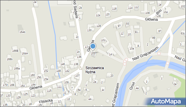 Szczawnica, Główna, 103, mapa Szczawnica