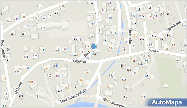 Szczawnica, Główna, 104, mapa Szczawnica