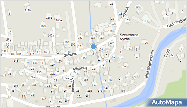 Szczawnica, Główna, 111, mapa Szczawnica