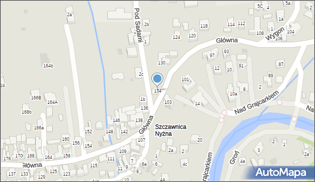 Szczawnica, Główna, 134, mapa Szczawnica