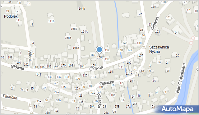 Szczawnica, Główna, 156, mapa Szczawnica