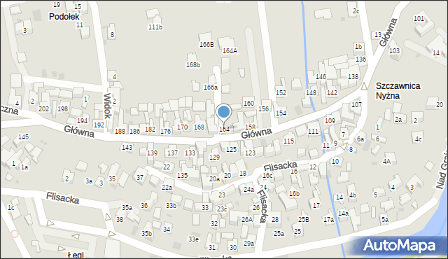 Szczawnica, Główna, 164, mapa Szczawnica