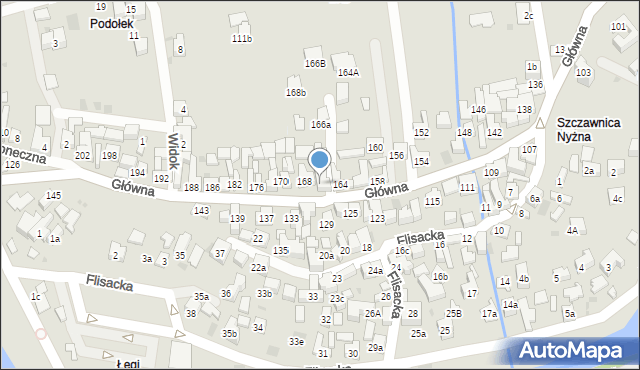 Szczawnica, Główna, 166, mapa Szczawnica