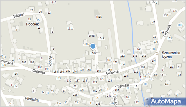 Szczawnica, Główna, 166a, mapa Szczawnica