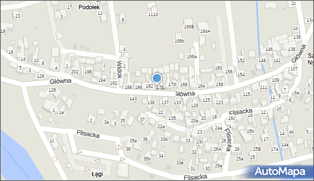 Szczawnica, Główna, 180, mapa Szczawnica