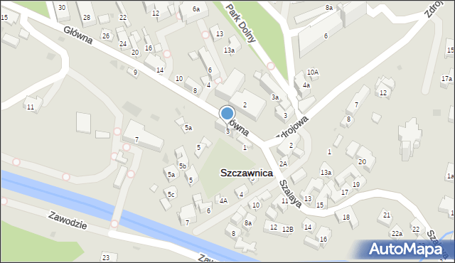 Szczawnica, Główna, 3, mapa Szczawnica