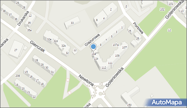 Szczecin, Glazurowa, 11a, mapa Szczecina