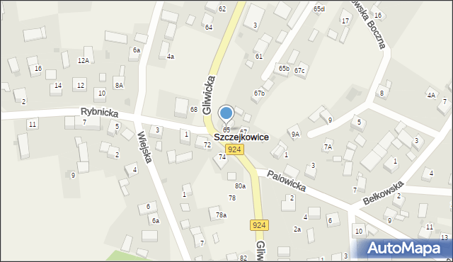 Szczejkowice, Gliwicka, 65, mapa Szczejkowice