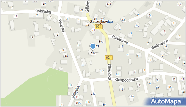 Szczejkowice, Gliwicka, 78a, mapa Szczejkowice