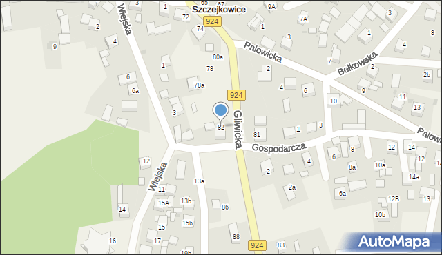 Szczejkowice, Gliwicka, 82, mapa Szczejkowice