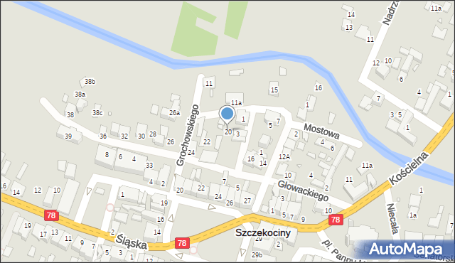 Szczekociny, Głowackiego, 20, mapa Szczekociny