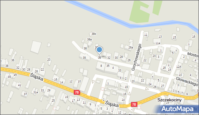 Szczekociny, Głowackiego, 36, mapa Szczekociny